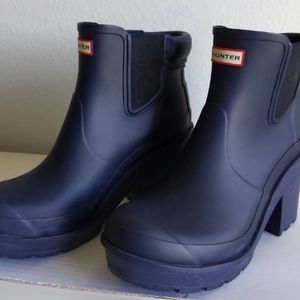 Hunter Original Block Heel Chelsea Ankle Boots 9